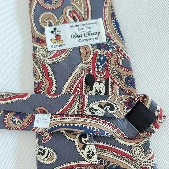 Vintage Tie Mickey Mouse Paisley Print Gray W 3.5 "X L 58.5" All Silk - Picture 4 of 6
